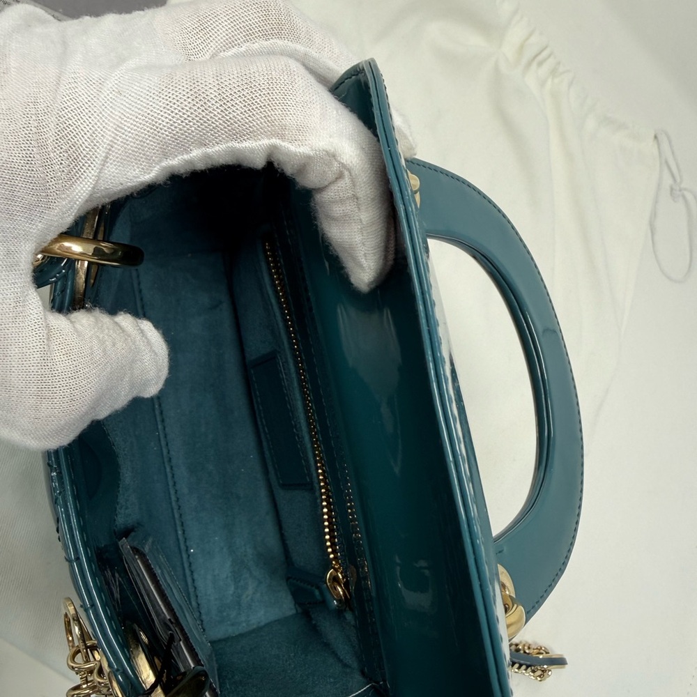 Dior Mini Bag in Teal with Gold Accents - Picture 10 of 16